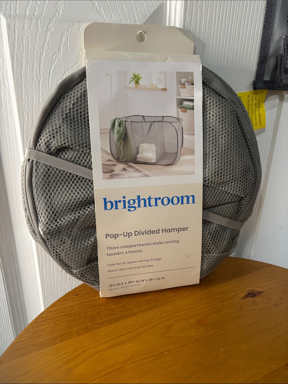 brightroom Pop-Up Divided Hamper - Gray Mesh NWT